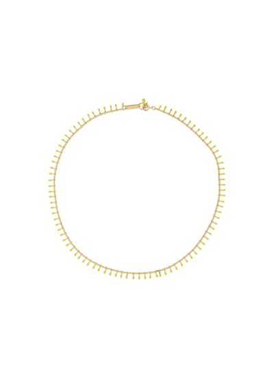 Shop Isabel Marant Rhinestone Detailed Necklace In Yellow