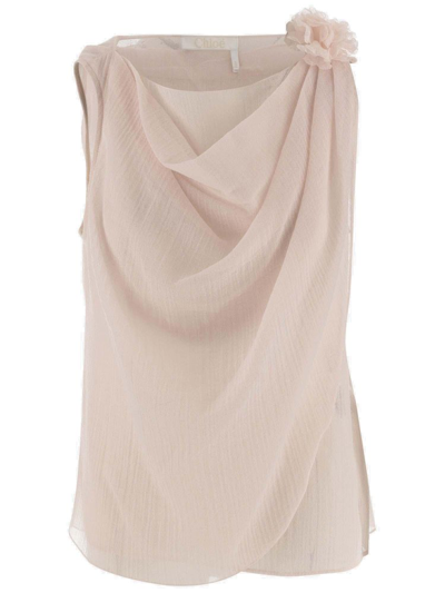 Shop Chloé Draped Sleeveless Top In Pink