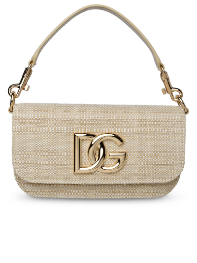 Shop Dolce & Gabbana Woman  Beige Fabric Bag In Cream