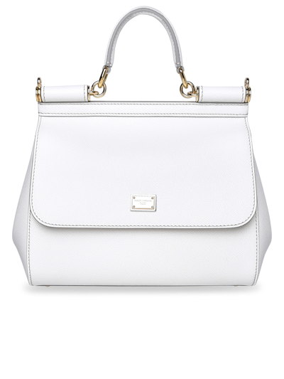 Shop Dolce & Gabbana Woman  Small White Leather Sicily Bag