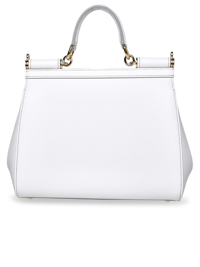 Shop Dolce & Gabbana Woman  Small White Leather Sicily Bag