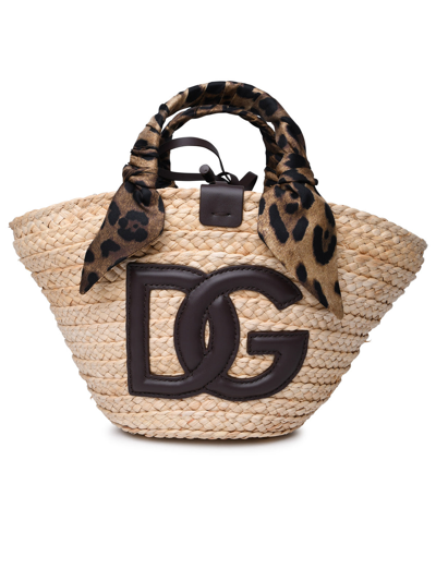 Shop Dolce & Gabbana Woman  Beige Straw Bag In Cream