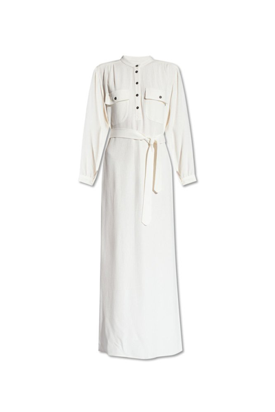 Shop Apc A.p.c. Marla Crinkled Belted Maxi Shirt Dress In White