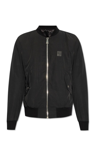 Shop Balmain Zip Up Bomber Jacket In Black