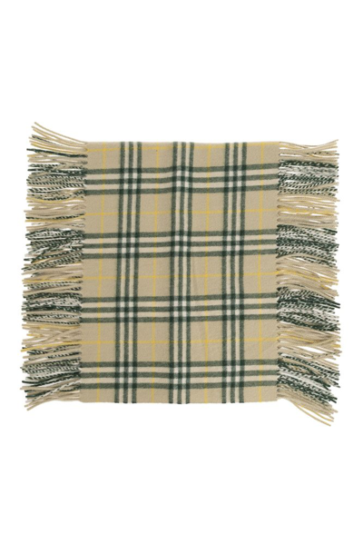 Shop Burberry Checkered Fringed In Multi