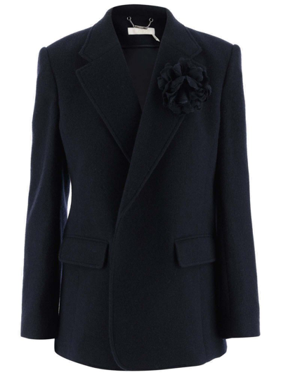 Shop Chloé Buttonless Tailored Jacket In Navy