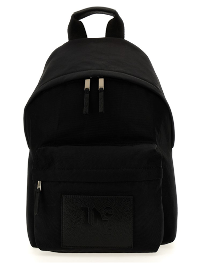 Shop Palm Angels Monogram Patch Zipped Backpack In Black