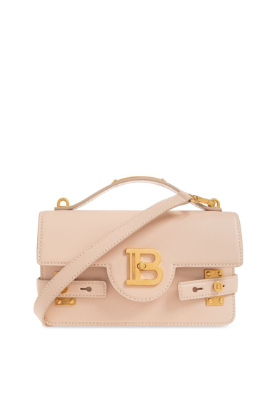 Shop Balmain B Buzz 24 Shoulder Bag In Beige