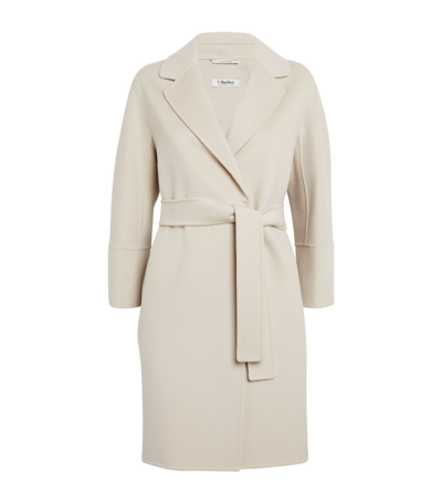 Shop Max Mara Wool Belted Wrap Coat In White