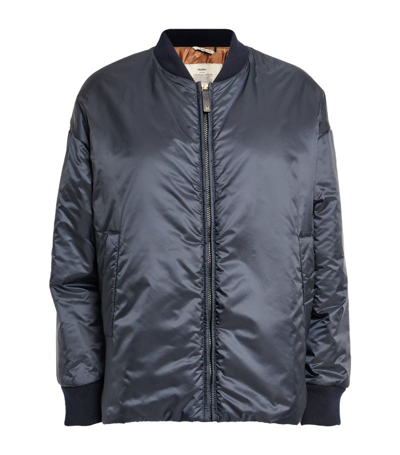 Shop Max Mara Quilted Bomber Jacket In Blue