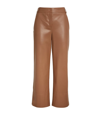 Shop Max Mara Faux-leather Cropped Trousers In Beige