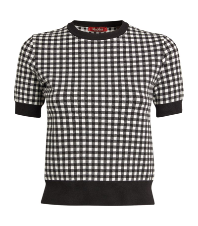 Shop Max Mara Short-sleeve Check Print T-shirt In Black