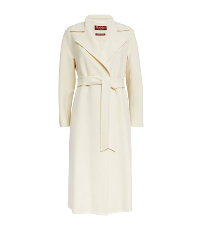 Shop Max Mara Wool-silk-cashmere Wrap Coat In White