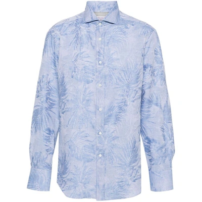 Shop Brunello Cucinelli Shirts In Blue