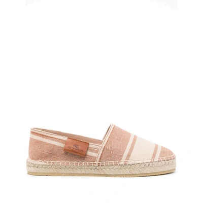 Etro Striped Canvas Espadrilles In Neutrals/brown
