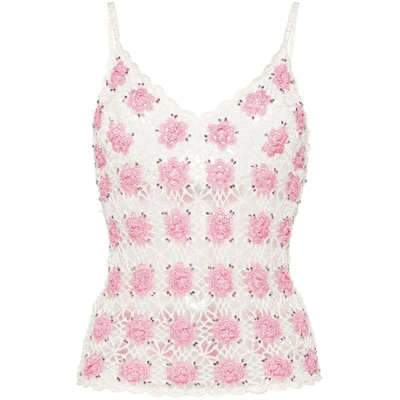 Shop Frankies Bikinis Tops In Pink/white