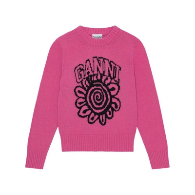 Shop Ganni Sweaters In Pink
