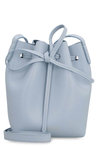 Shop Mansur Gavriel Bucket Leather Mini Crossbody Bag In Blue