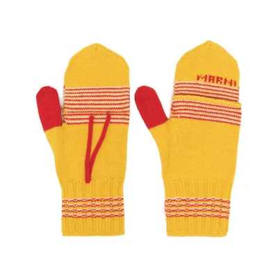 Shop Marni Gloves In Yellow/red