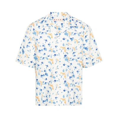 Shop Marni Shirts In Neutrals/blue