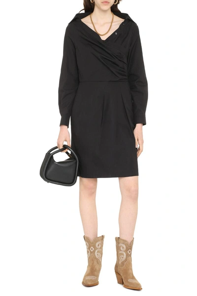 Shop Max Mara Squaw Cotton Mini-dress In Black