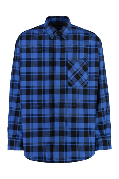 Shop Off-white Cotton Overshirt In Blue