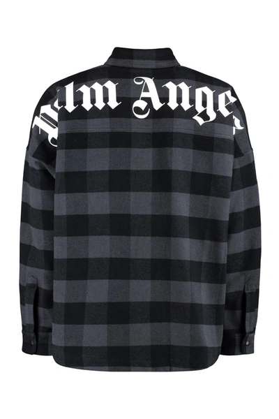 Shop Palm Angels Cotton Overshirt In Grey
