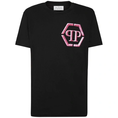 Shop Philipp Plein T-shirts In Black/pink