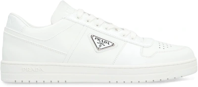 Shop Prada Downtown Leather Low-top Sneakers In White