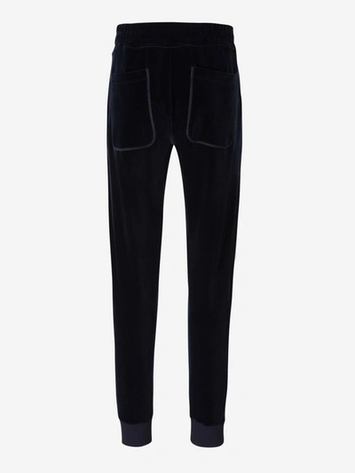 Shop Tom Ford Cotton Velvet Joggers In Midnight Blue