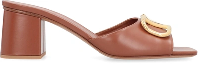 Shop Valentino Garavani - Leather Sandals In Saddle Brown