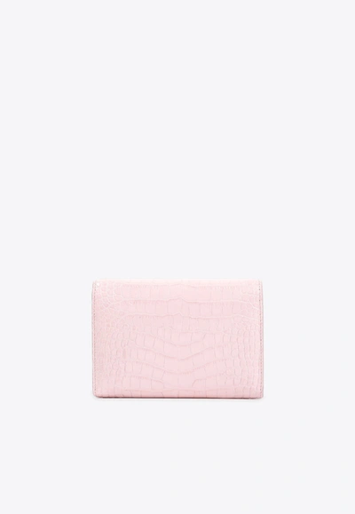 Shop Tom Ford Croc-embossed Calf Leather Shoulder Bag In Pink
