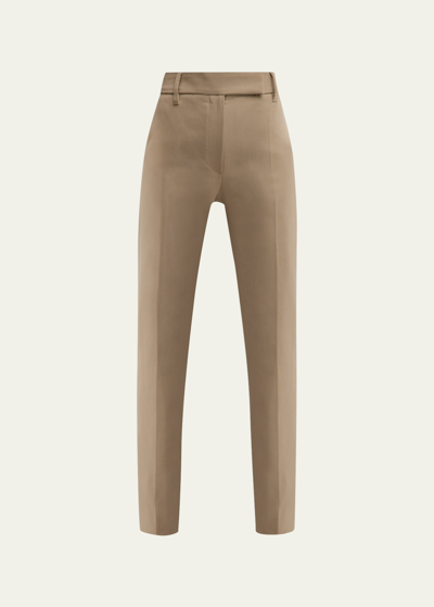 Shop Brunello Cucinelli Cotton Crepe Double Twill Straight-leg Pants In C3312 Medium Brow
