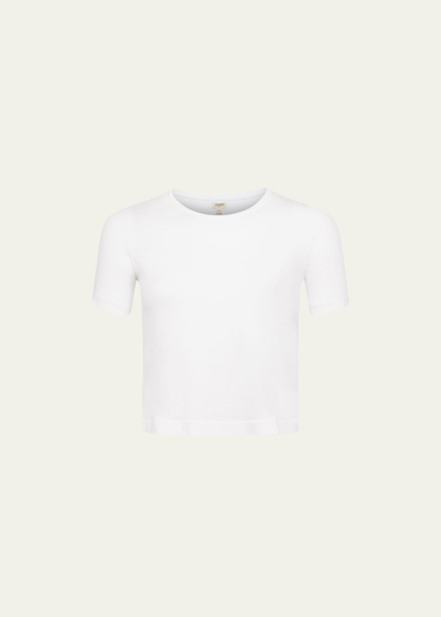 Shop L Agence Donna Short-sleeve Cropped Tee In White