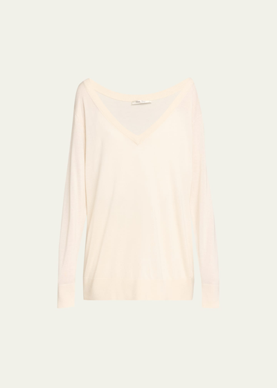 Shop Chloé X Atelier Jolie Cashmere Long-sleeve Top In White Powder