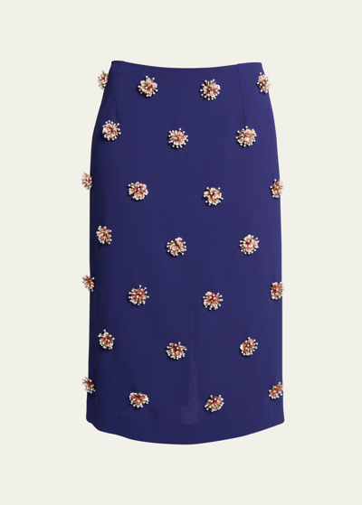 Shop Dries Van Noten Salby Embellished Midi Skirt In Inkblue