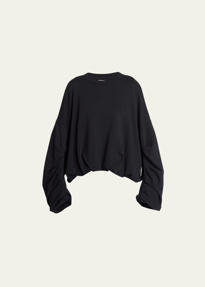 Shop Dries Van Noten Hannett Drop-shoulder Bell-sleeve Sweatshirt In Black