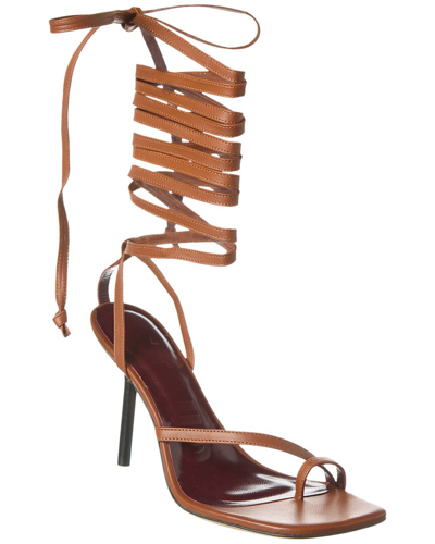 Shop Staud Nicola Leather Gladiator Sandal In Brown