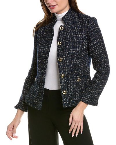 Shop Sail To Sable Classic Tweed Wool-blend Blazer In Navy