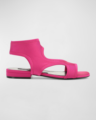Shop Sergio Rossi Stretch Jersey Flat Sandals In Dragon Fruit