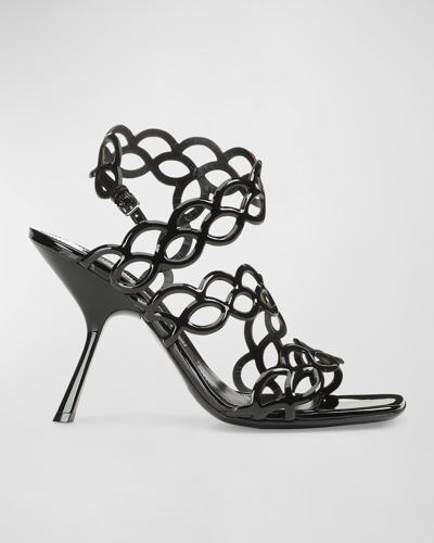 Shop Sergio Rossi Ankle-strap Patent Leather Sandals In Nero