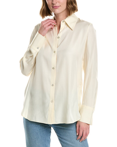 Shop Vince Easy Button-down Silk-blend Blouse In White