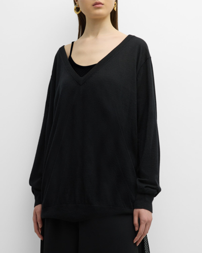 Shop Chloé X Atelier Jolie Cashmere Long-sleeve Top In Black
