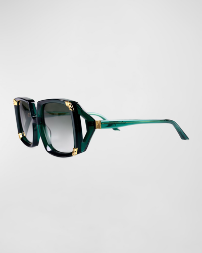 Shop Anna-karin Karlsson Strawberry Moon Green Square Acetate & Gold-plated Steel Sunglasses In Emerald