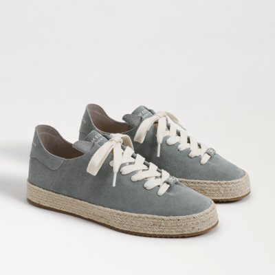 Shop Sam Edelman Poppy Jute Lace-up Sneaker Sky Gray In Grey