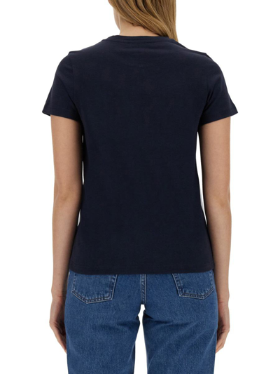 Shop Apc A.p.c. T-shirt With Logo Embroidery In Blue
