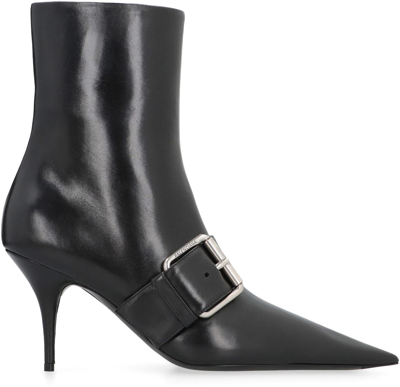 Shop Balenciaga Knife 80 Leather Ankle Boots In Black