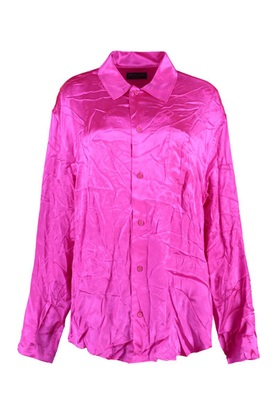 Shop Balenciaga Silk Shirt In Fuchsia