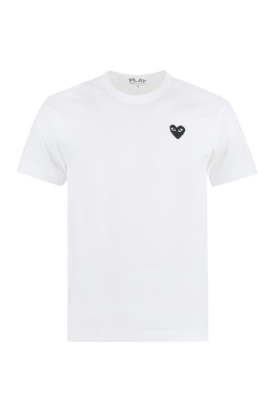 Shop Comme Des Garçons Play Cotton Crew-neck T-shirt In White