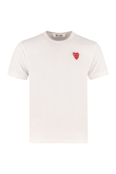 Shop Comme Des Garçons Play Cotton Crew-neck T-shirt In White